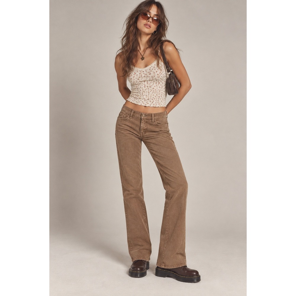 VTG Y2K Levis Premium Corduroy Pants Women 29L Tan Superlow Bootcut Made in USA